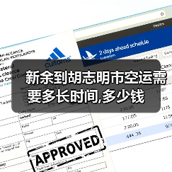 新余到胡志明市空运需要多长时间,多少钱