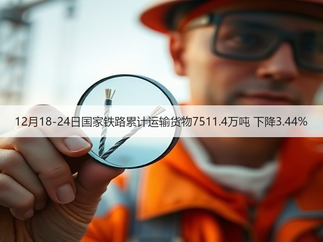 12月18-24日国家铁路累计运输货物7511.4万吨 下降3.44%(图1) 12月18-24日国家铁路累计运输货物7511.4万吨 下降3.44%(图1)