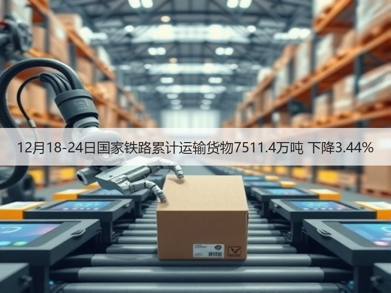 12月18-24日国家铁路累计运输货物7511.4万吨 下降3.44%