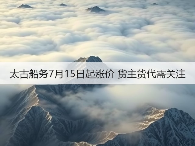 太古船务7月15日起涨价 货主货代需关注(图2)